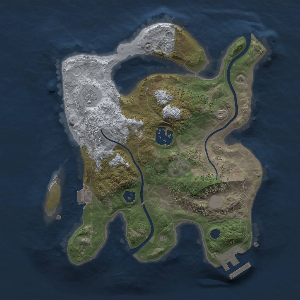 Rust Map: Procedural Map, Size: 2500, Seed: 1641071688, 4 Monuments