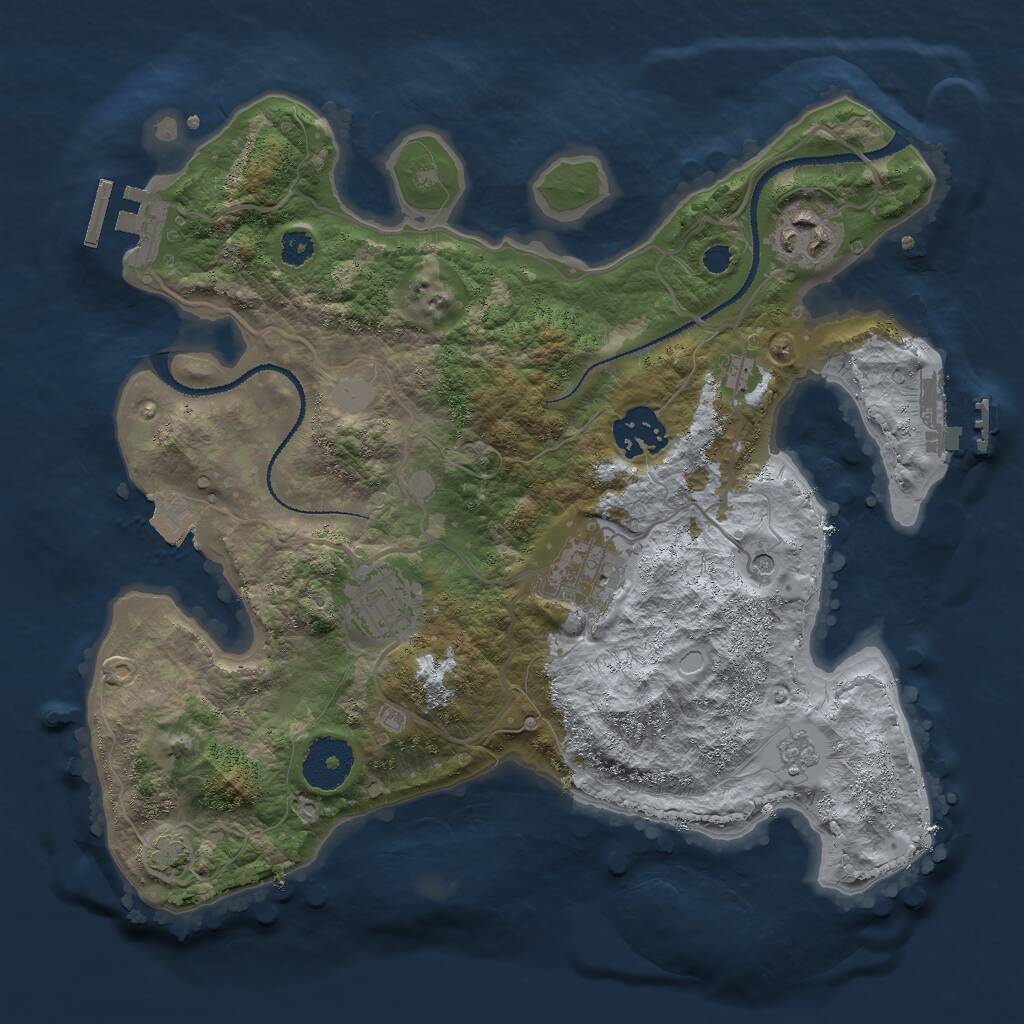 Rust Map: Procedural Map, Size: 3000, Seed: 1951, 10 Monuments