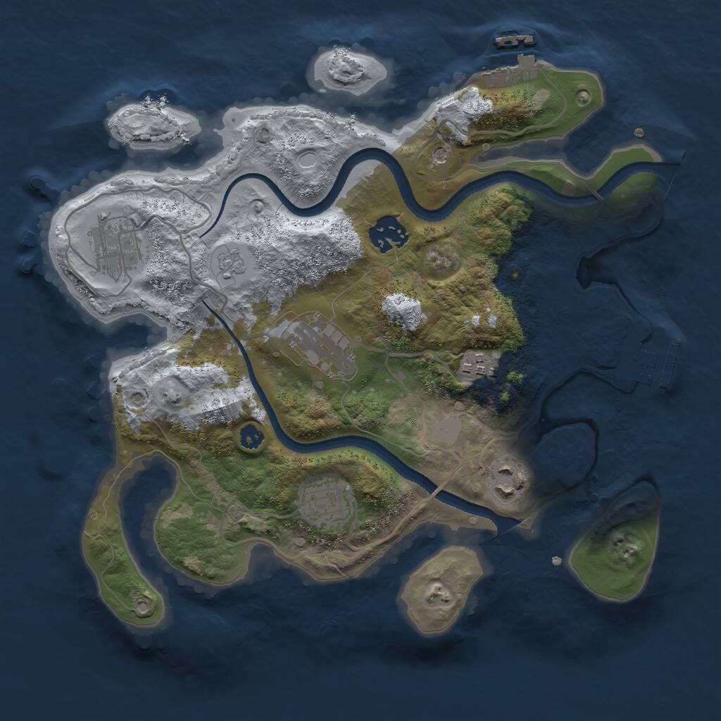 Rust Map: Procedural Map, Size: 3000, Seed: 24429, 11 Monuments