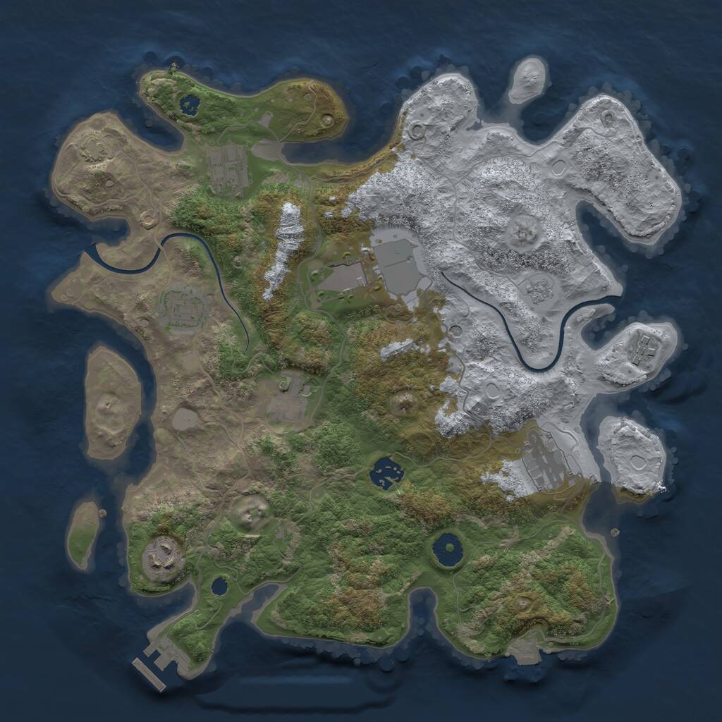 Rust Map: Procedural Map, Size: 3500, Seed: 682984206, 13 Monuments