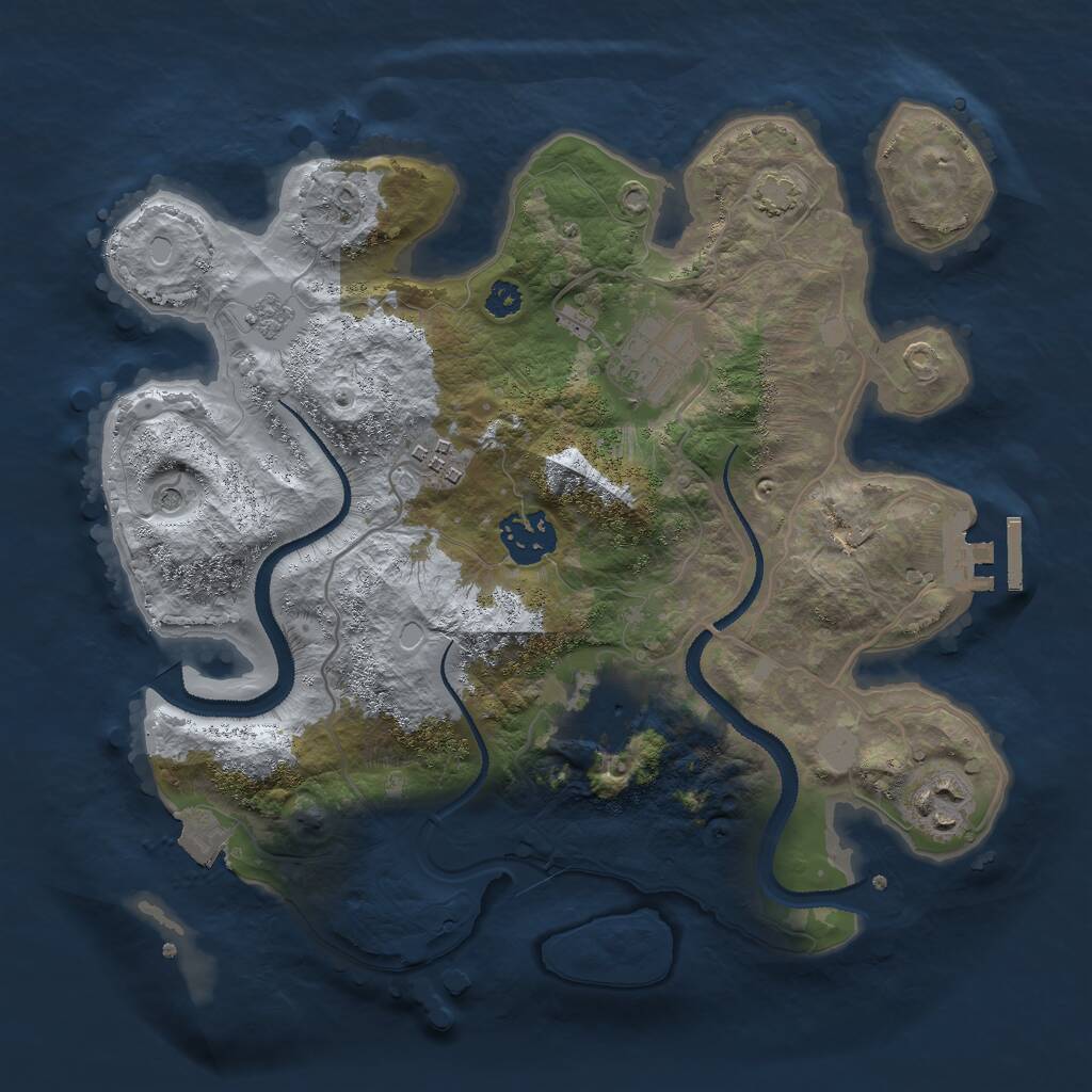 Rust Map: Procedural Map, Size: 3000, Seed: 648251, 10 Monuments