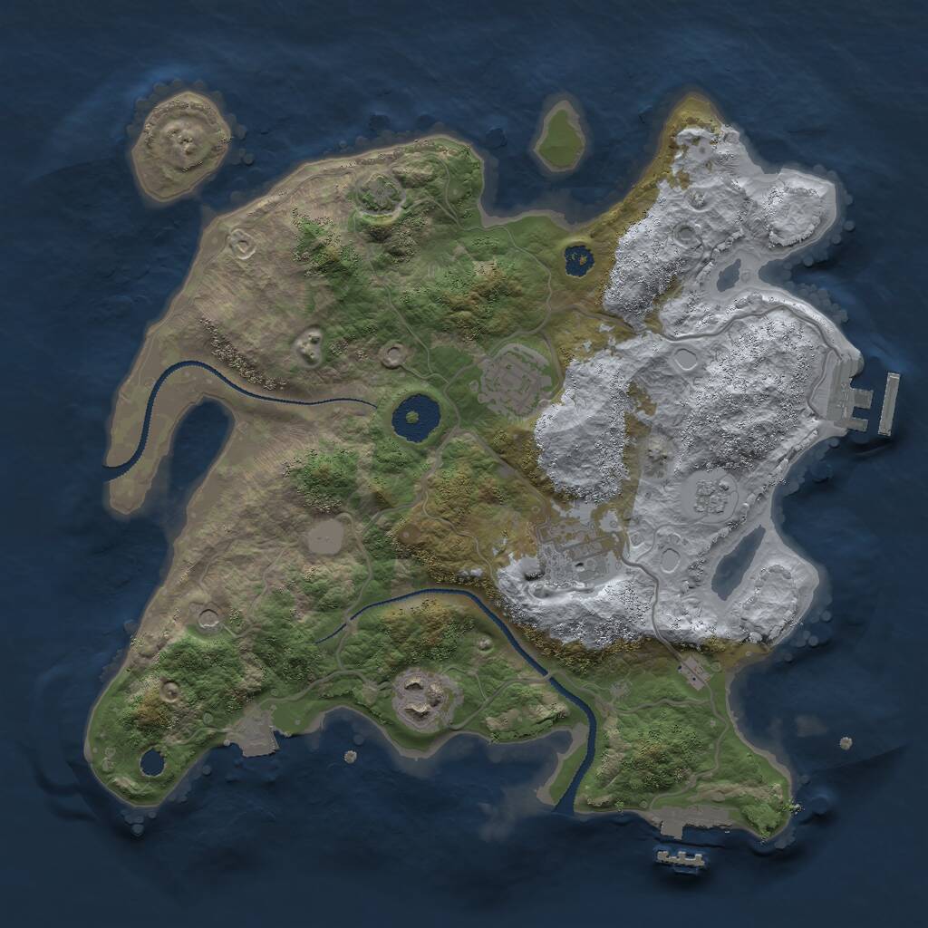 Rust Map: Procedural Map, Size: 3000, Seed: 1586544951, 9 Monuments