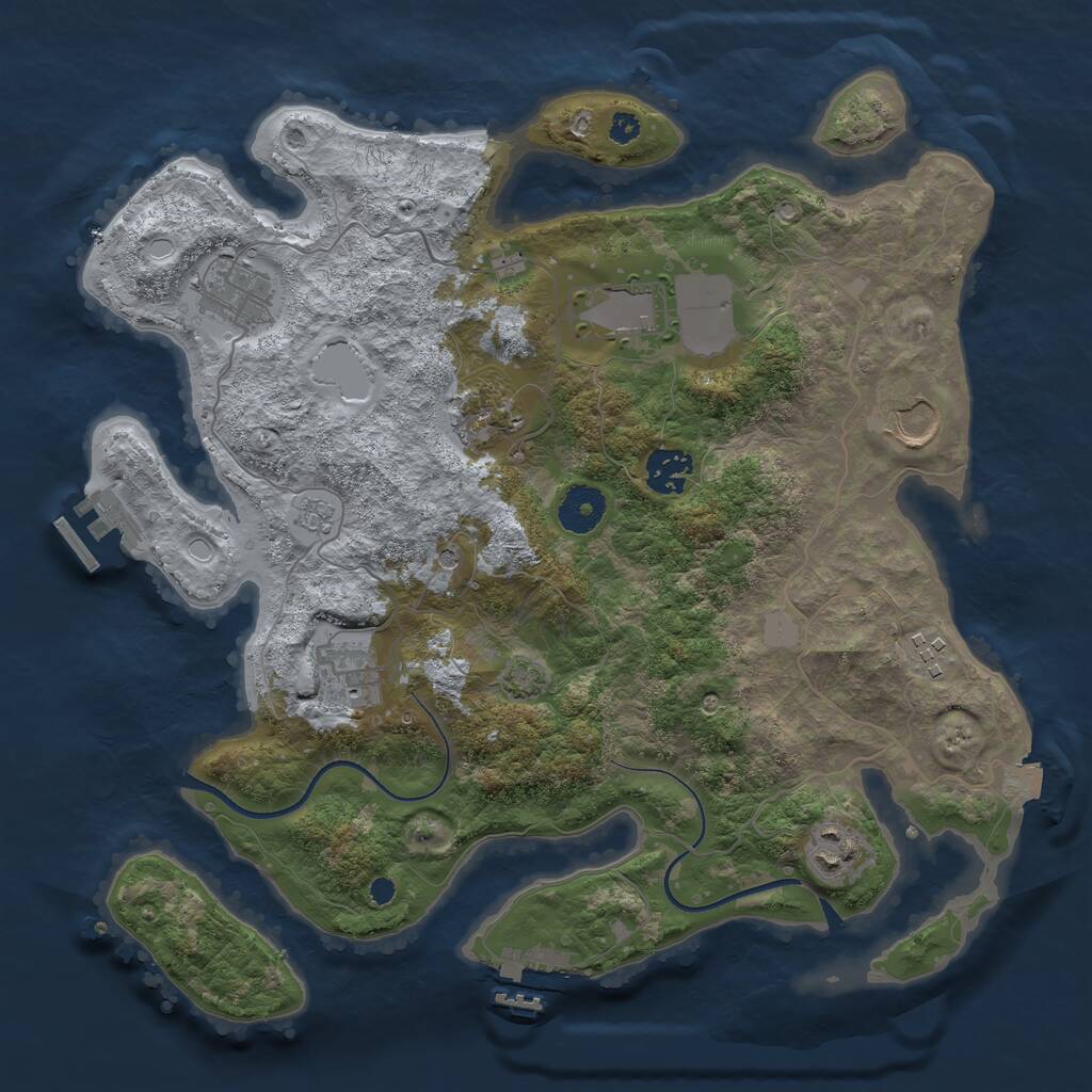 Rust Map: Procedural Map, Size: 3500, Seed: 1892441772, 14 Monuments