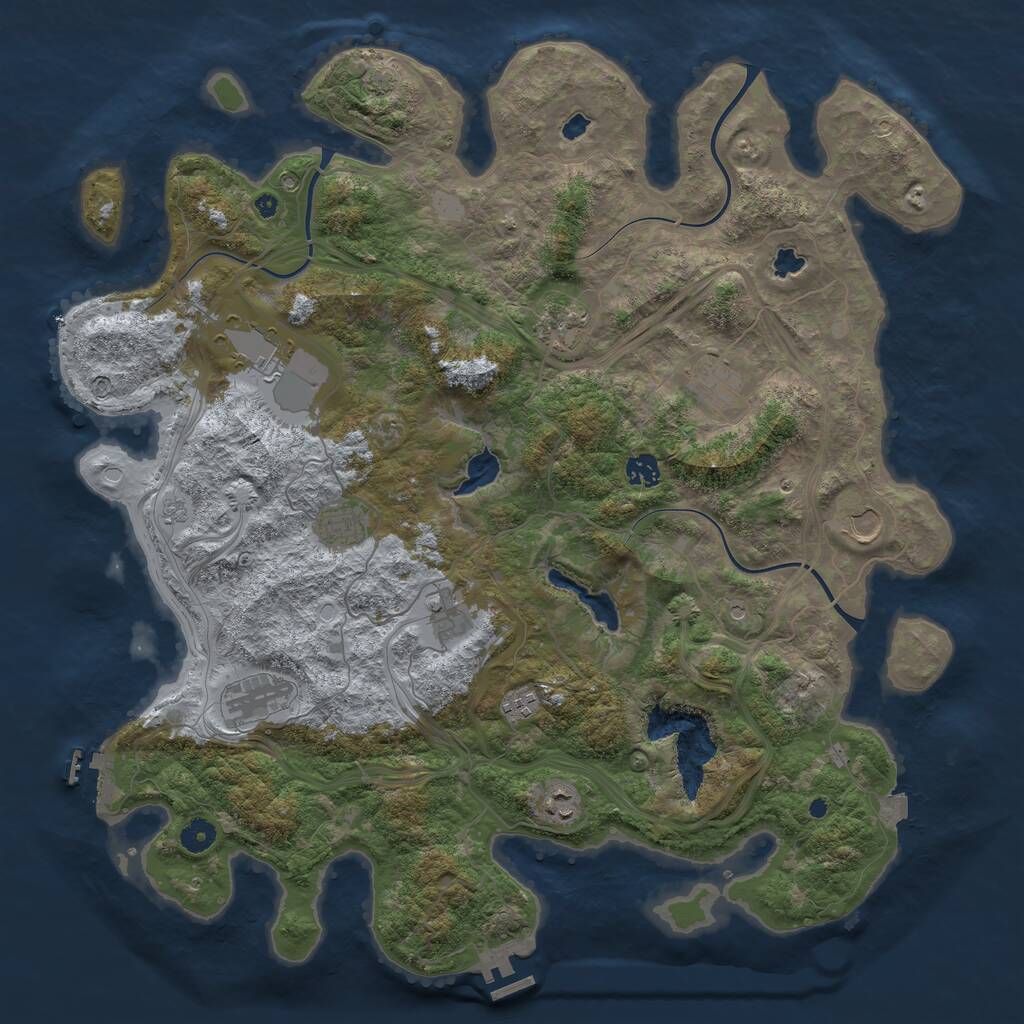 Rust Map: Procedural Map, Size: 4500, Seed: 456745, 16 Monuments