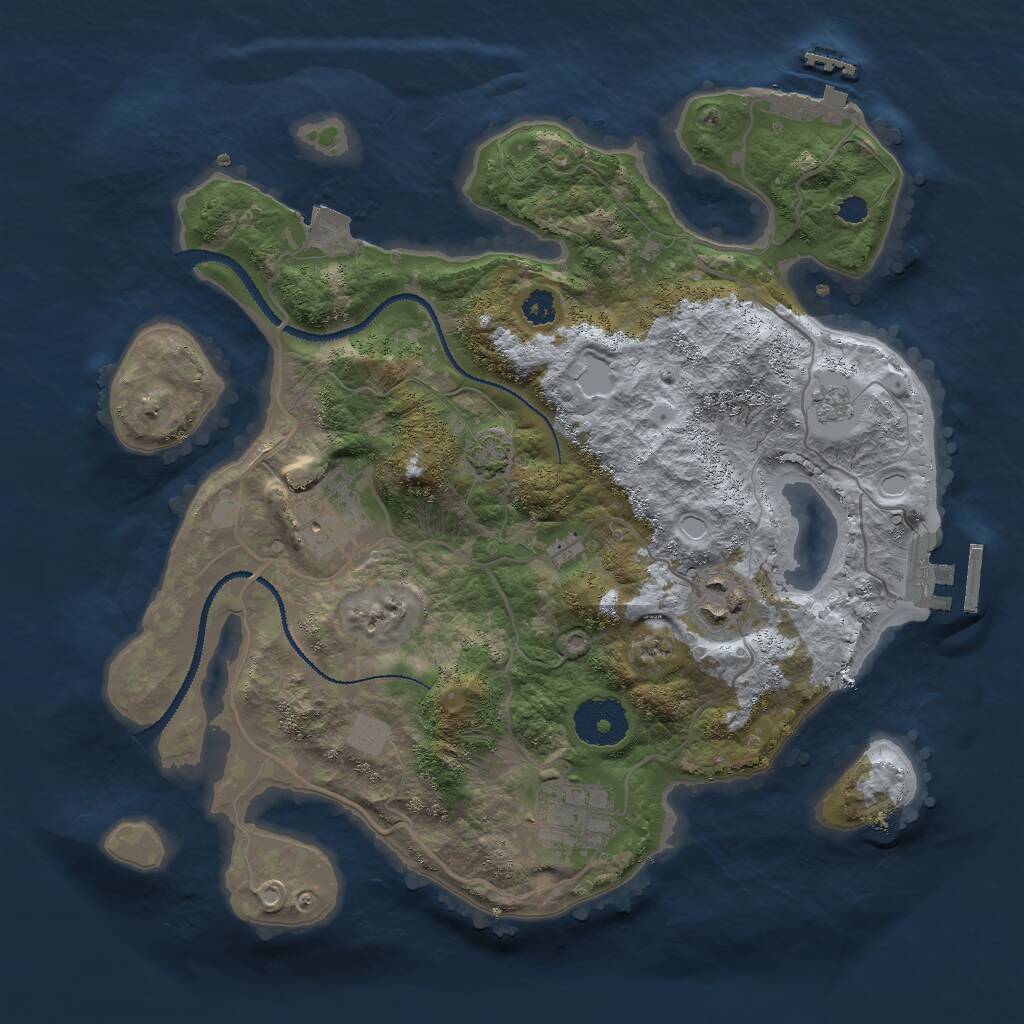 Rust Map: Procedural Map, Size: 3000, Seed: 511089726, 8 Monuments