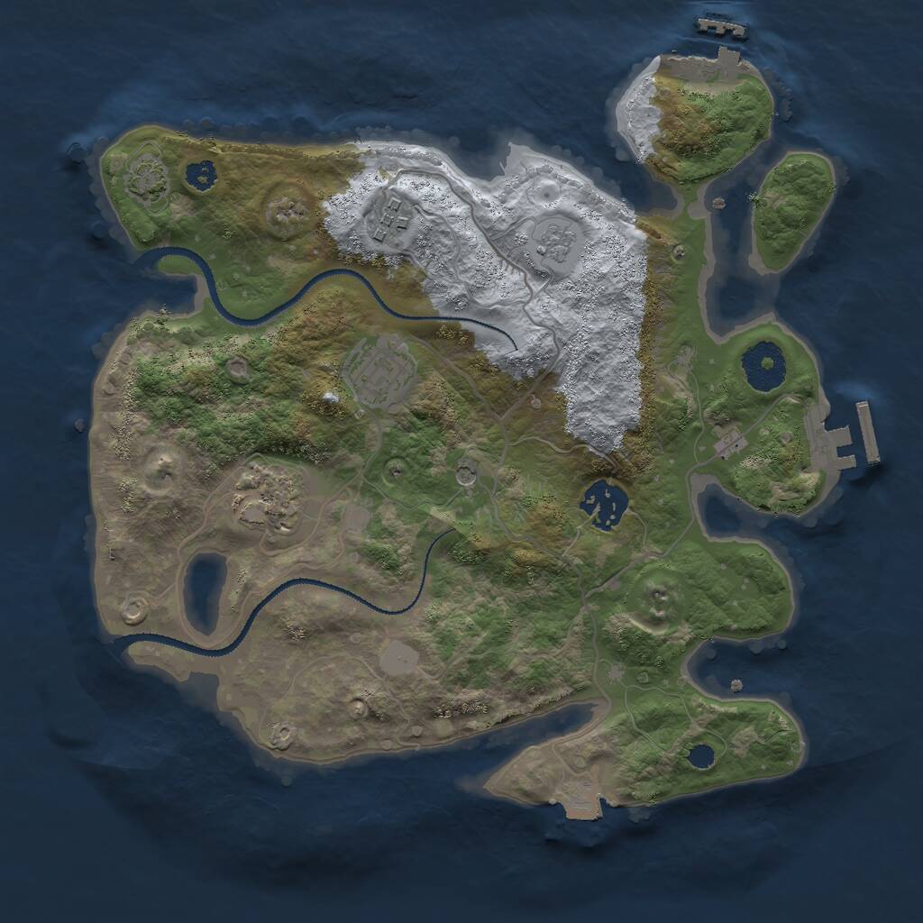 Rust Map: Procedural Map, Size: 3000, Seed: 674152, 10 Monuments