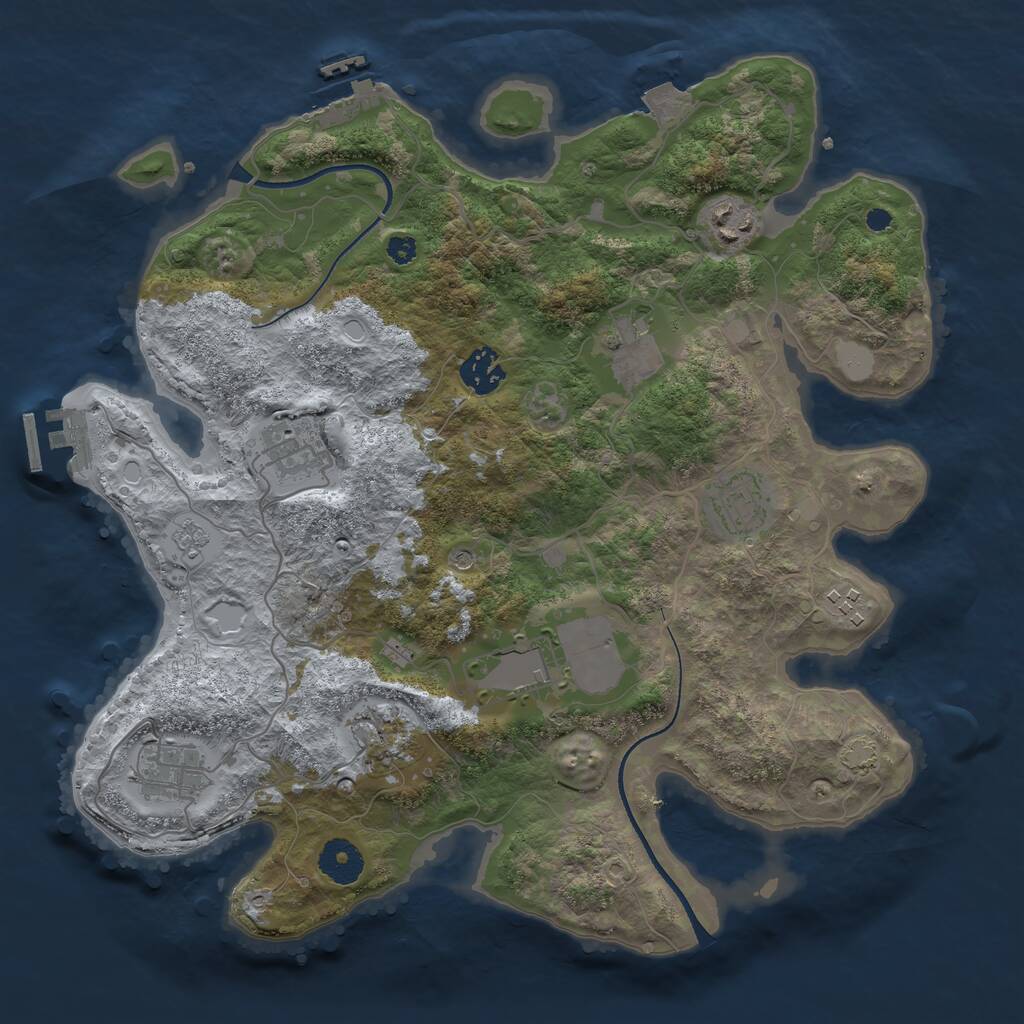 Rust Map: Procedural Map, Size: 3500, Seed: 1034567890, 15 Monuments