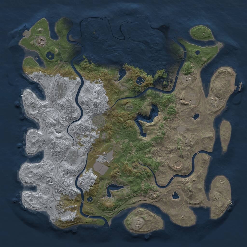Rust Map: Procedural Map, Size: 4500, Seed: 36780, 16 Monuments