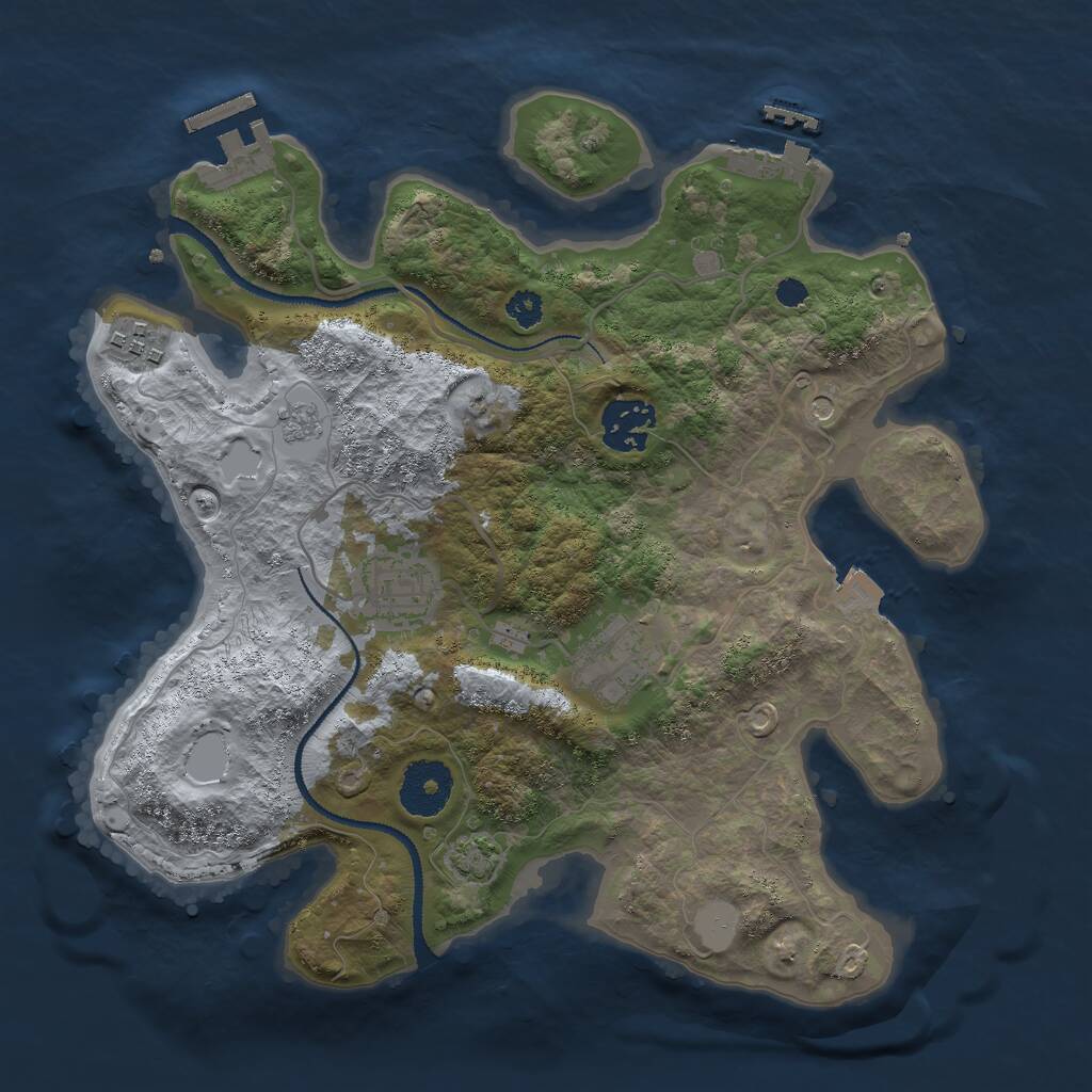 Rust Map: Procedural Map, Size: 3000, Seed: 1034567890, 10 Monuments