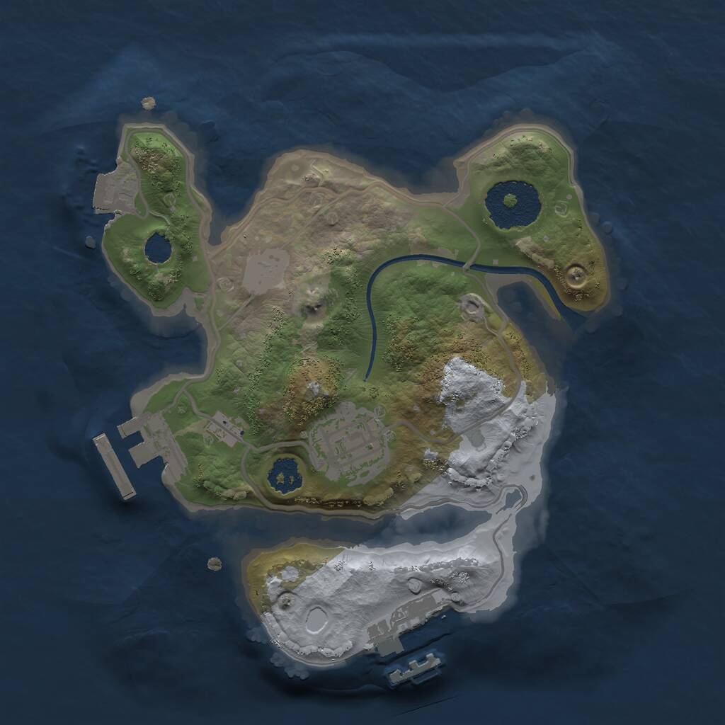 Rust Map: Procedural Map, Size: 2111, Seed: 544822, 4 Monuments