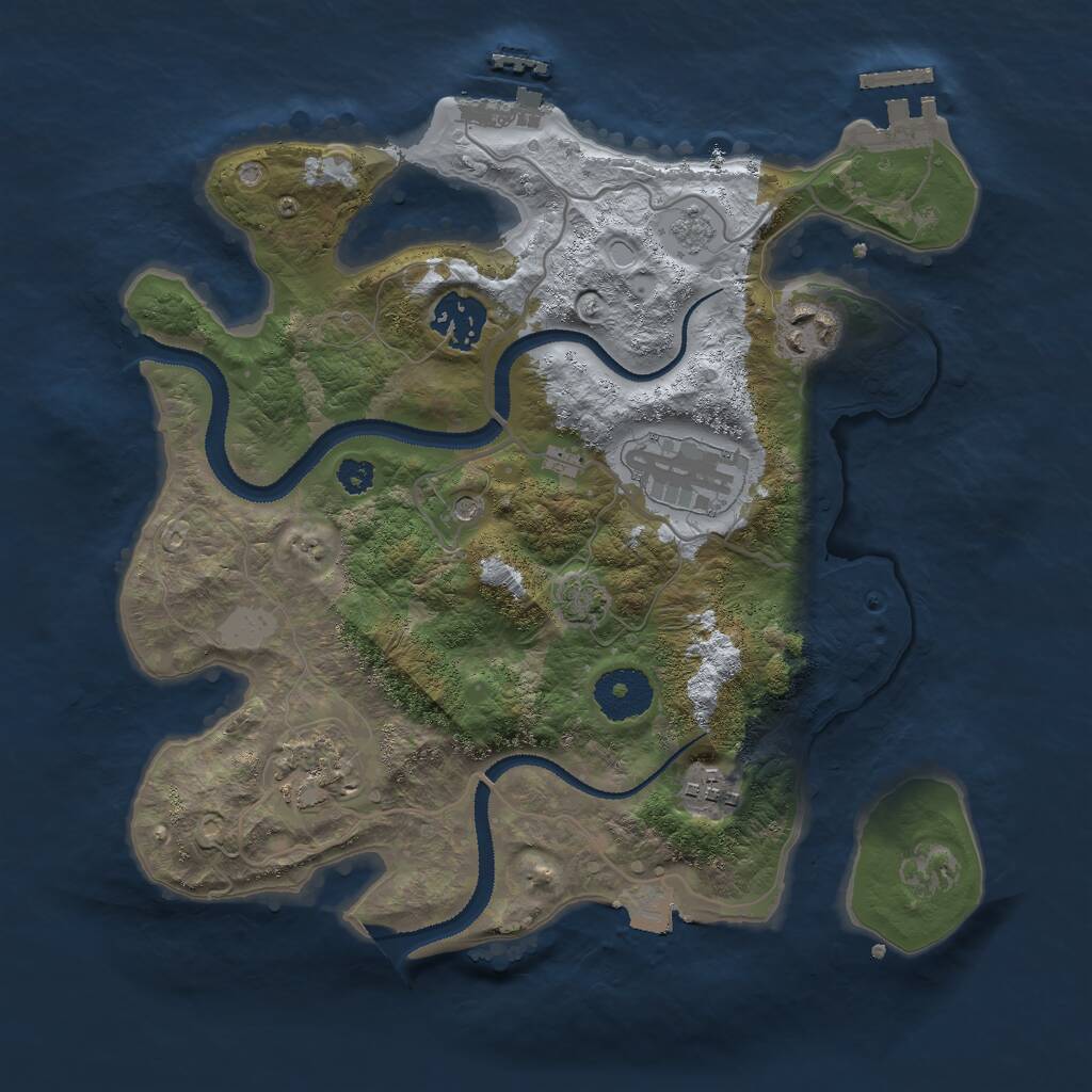 Rust Map: Procedural Map, Size: 3000, Seed: 32722, 11 Monuments