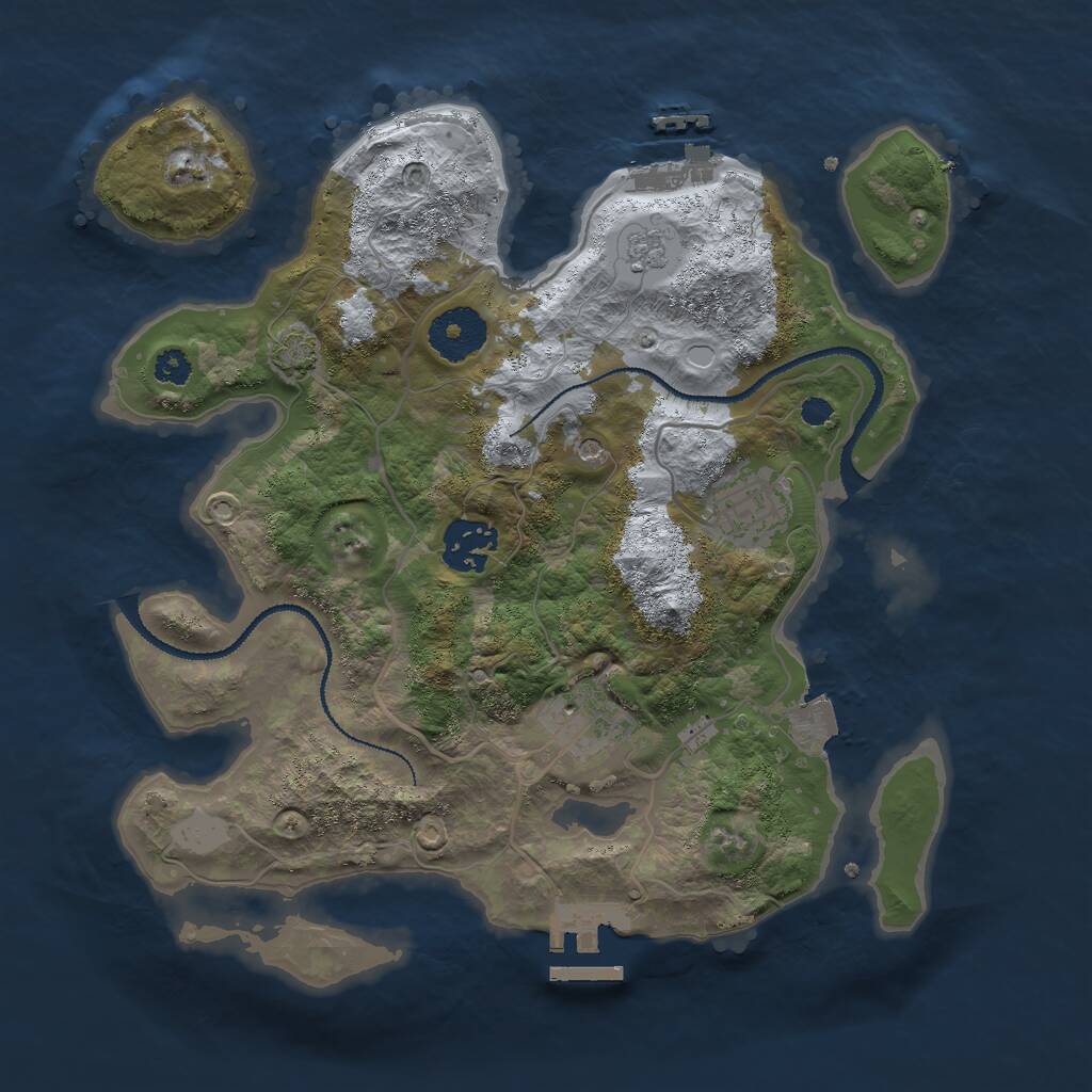 Rust Map: Procedural Map, Size: 3000, Seed: 15341, 9 Monuments