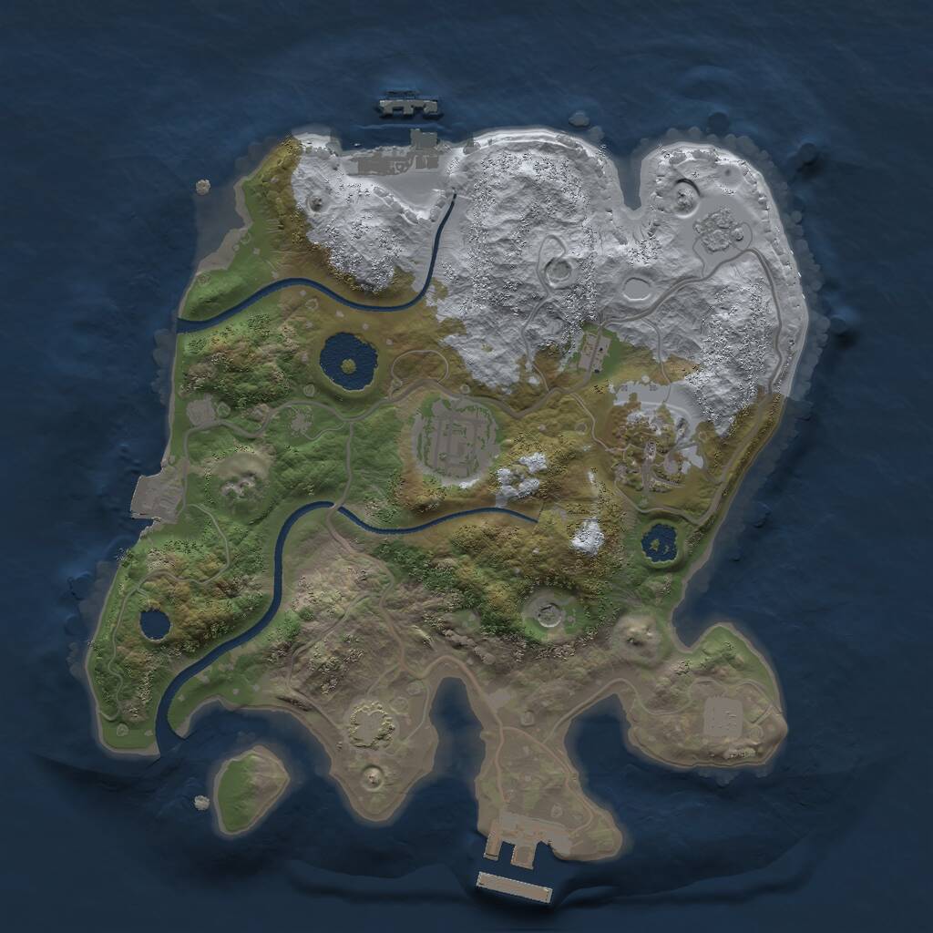 Rust Map: Procedural Map, Size: 2500, Seed: 358732391, 8 Monuments