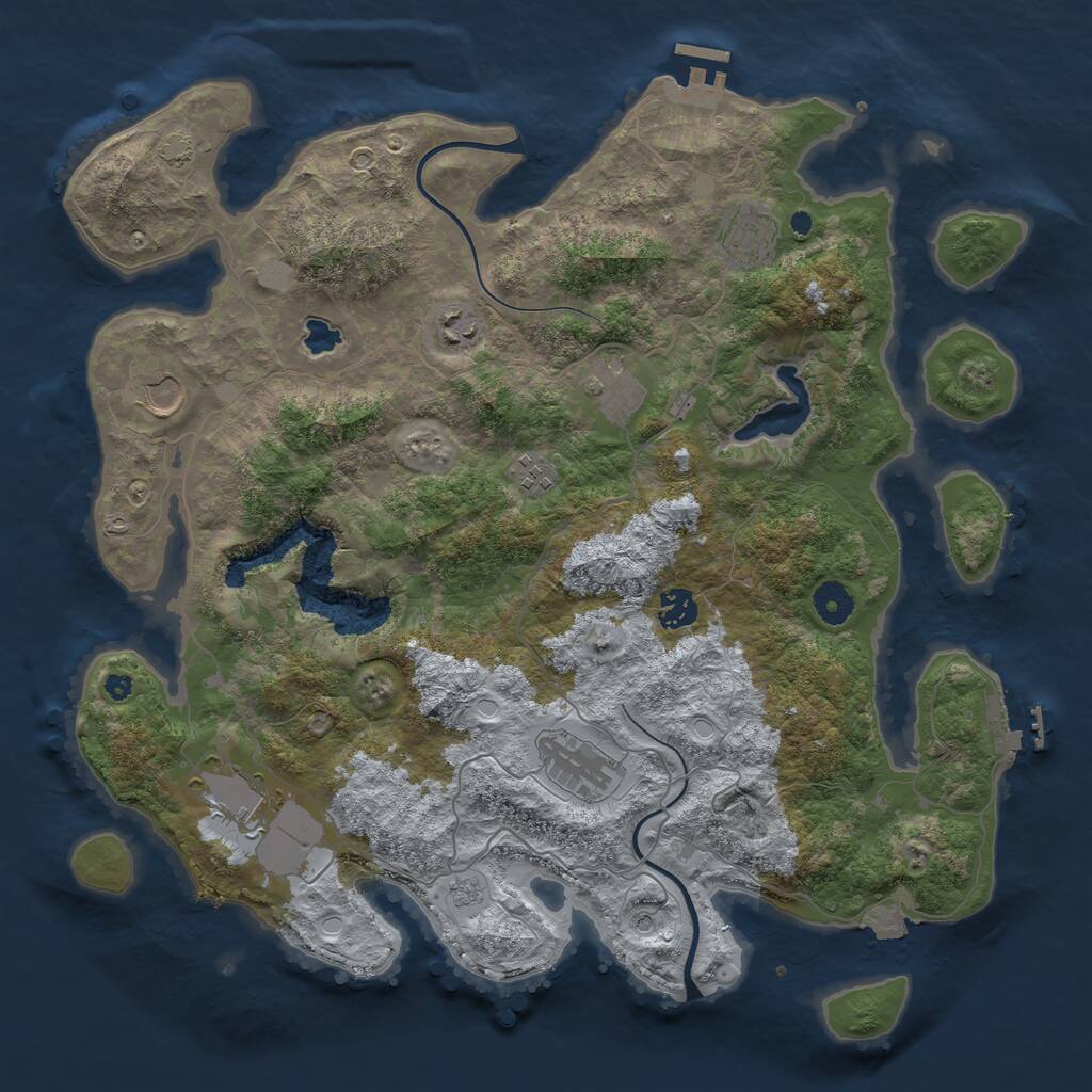 Rust Map: Procedural Map, Size: 4000, Seed: 89475, 14 Monuments