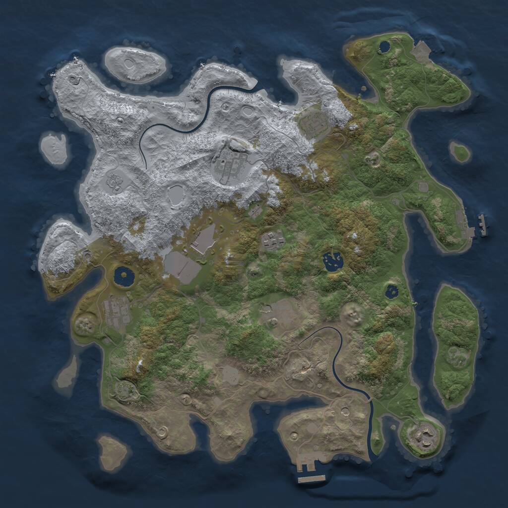 Rust Map: Procedural Map, Size: 3750, Seed: 49961, 14 Monuments