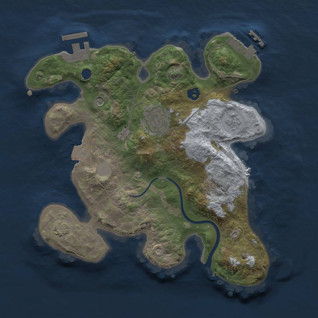 Rust Map: Procedural Map, Size: 2500, Seed: 1252167533, 7 Monuments