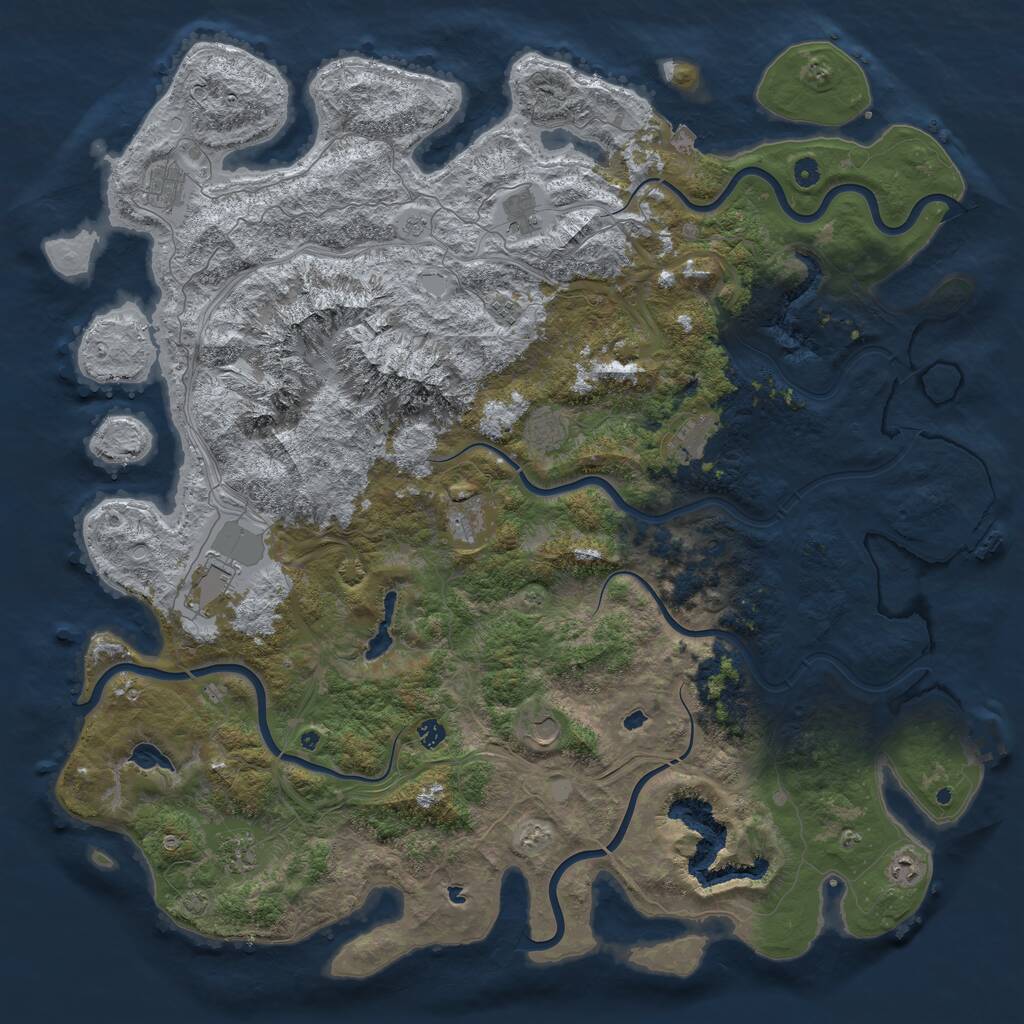 Rust Map: Procedural Map, Size: 5500, Seed: 104858989, 17 Monuments