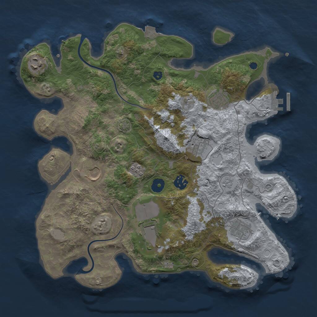 Rust Map: Procedural Map, Size: 3500, Seed: 1355292703, 13 Monuments