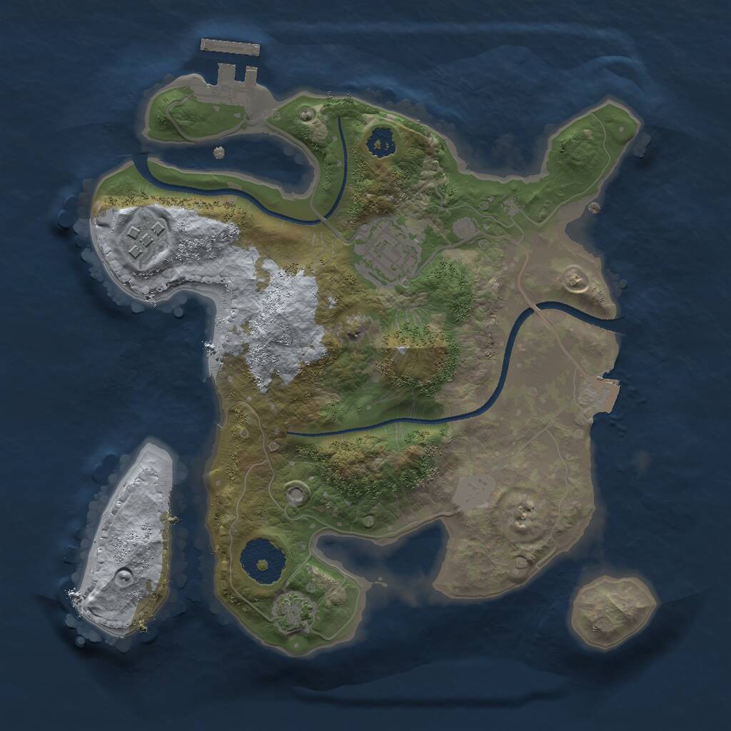 Rust Map: Procedural Map, Size: 2500, Seed: 701007, 5 Monuments