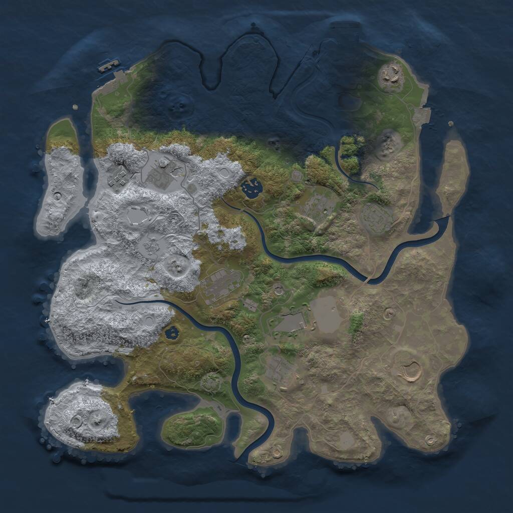 Rust Map: Procedural Map, Size: 3800, Seed: 66, 16 Monuments