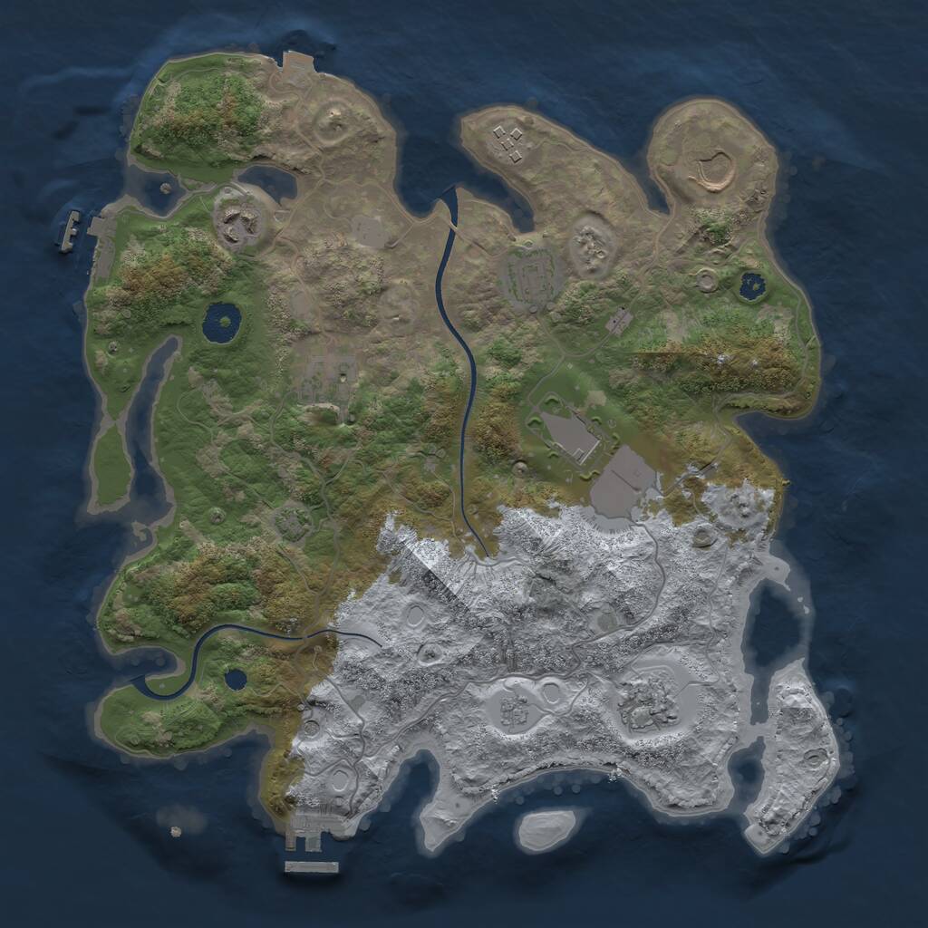 Rust Map: Procedural Map, Size: 3500, Seed: 679496969, 13 Monuments