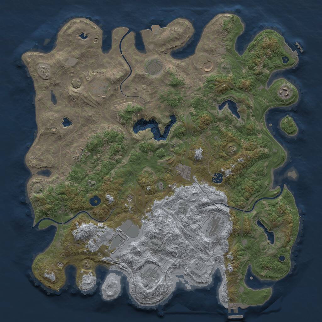 Rust Map: Procedural Map, Size: 4500, Seed: 489705874, 17 Monuments