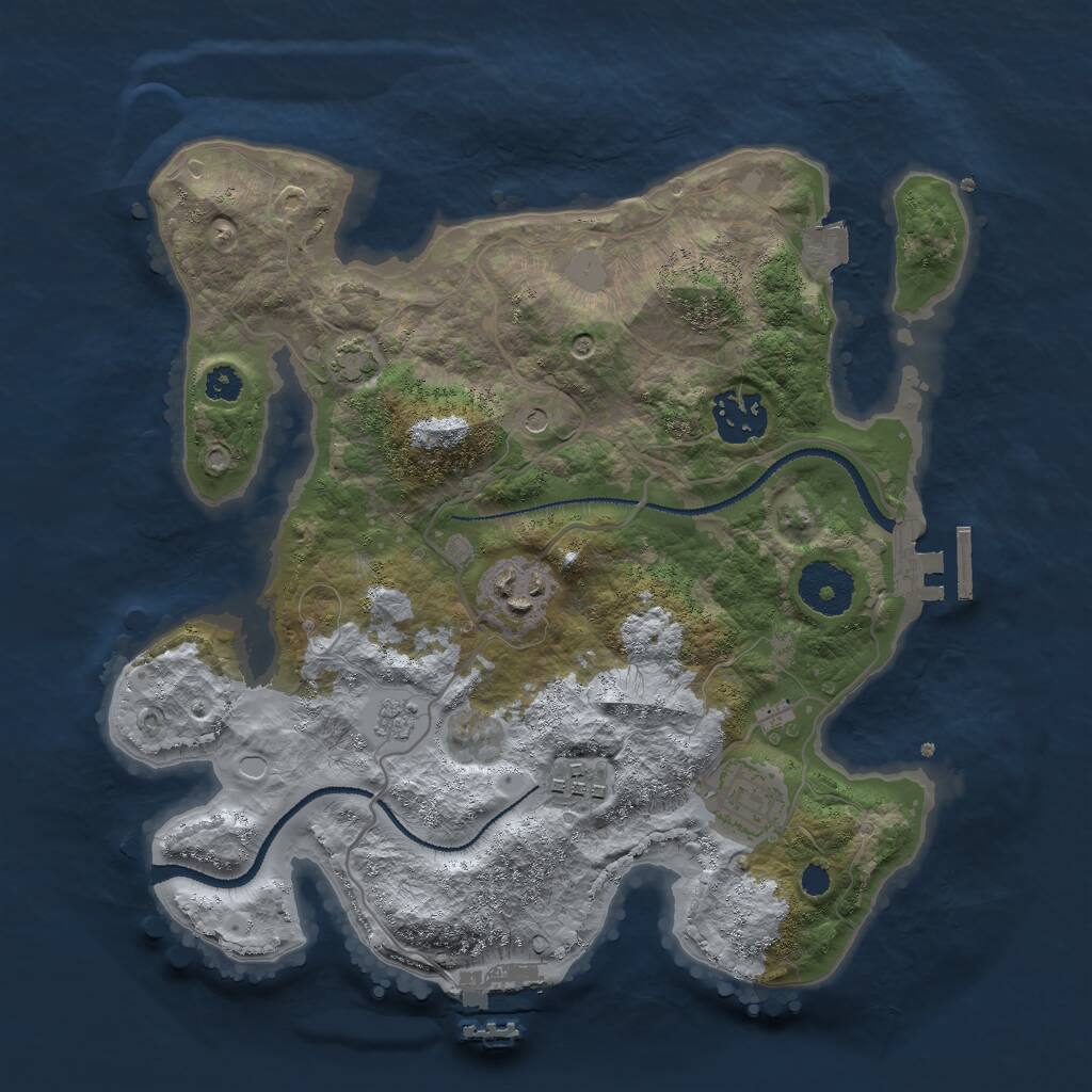 Rust Map: Procedural Map, Size: 3000, Seed: 6365251, 10 Monuments