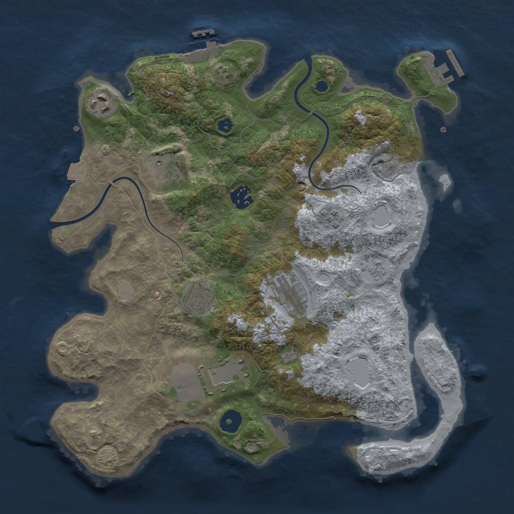 Rust Map: Procedural Map, Size: 3500, Seed: 702895389, 12 Monuments