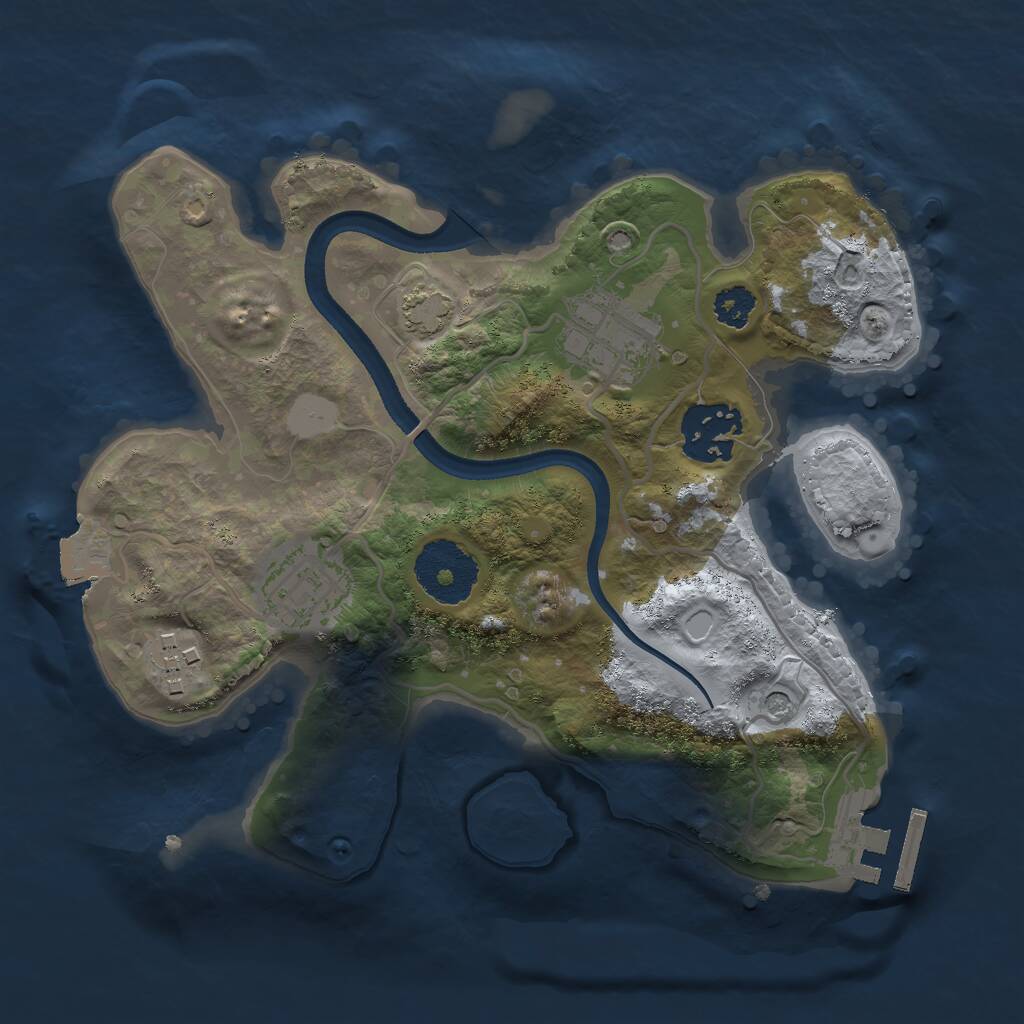 Rust Map: Procedural Map, Size: 2500, Seed: 42181618, 8 Monuments