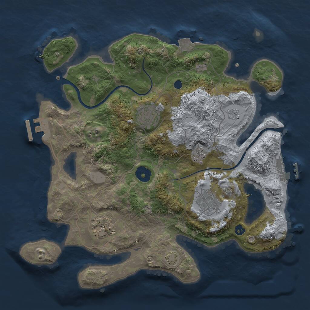 Rust Map: Procedural Map, Size: 3000, Seed: 2939084, 9 Monuments