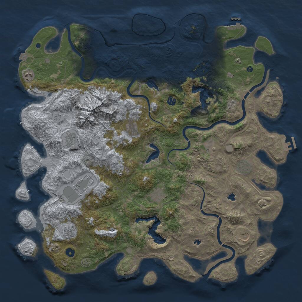 Rust Map: Procedural Map, Size: 5000, Seed: 721518244, 17 Monuments