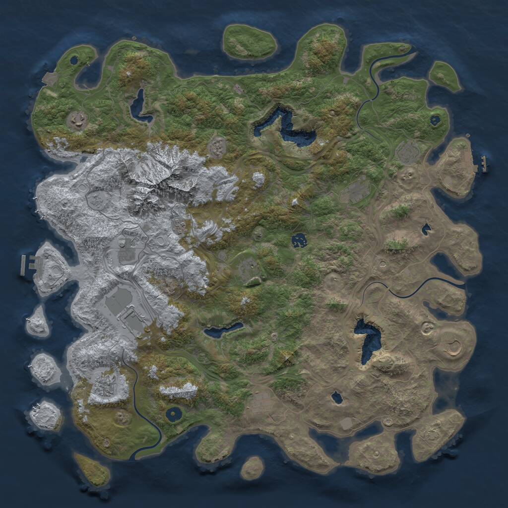 Rust Map: Procedural Map, Size: 5000, Seed: 721518244, 17 Monuments