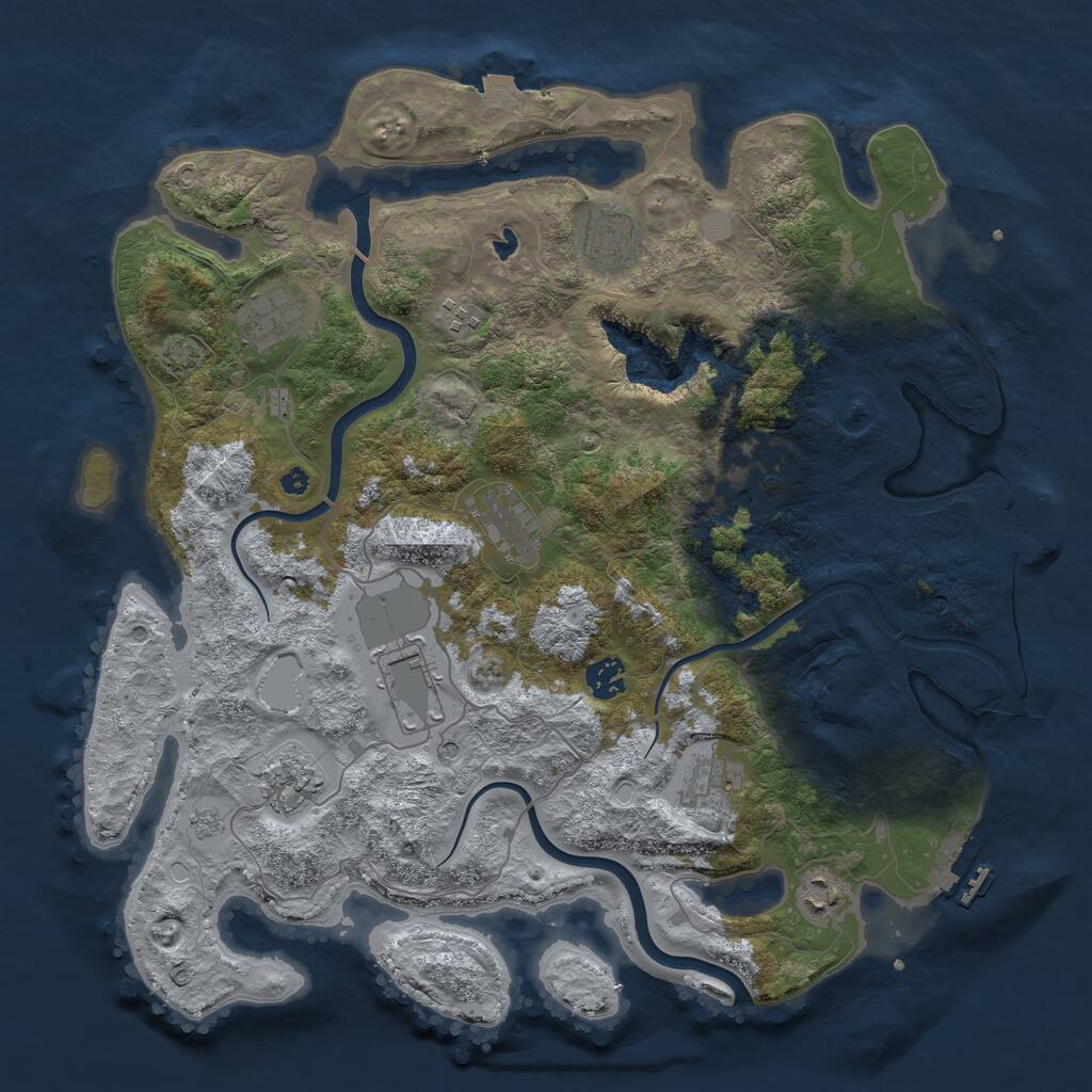 Rust Map: Procedural Map, Size: 4000, Seed: 17750, 16 Monuments