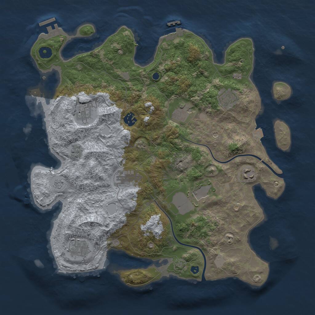 Rust Map: Procedural Map, Size: 3750, Seed: 2127105717, 15 Monuments