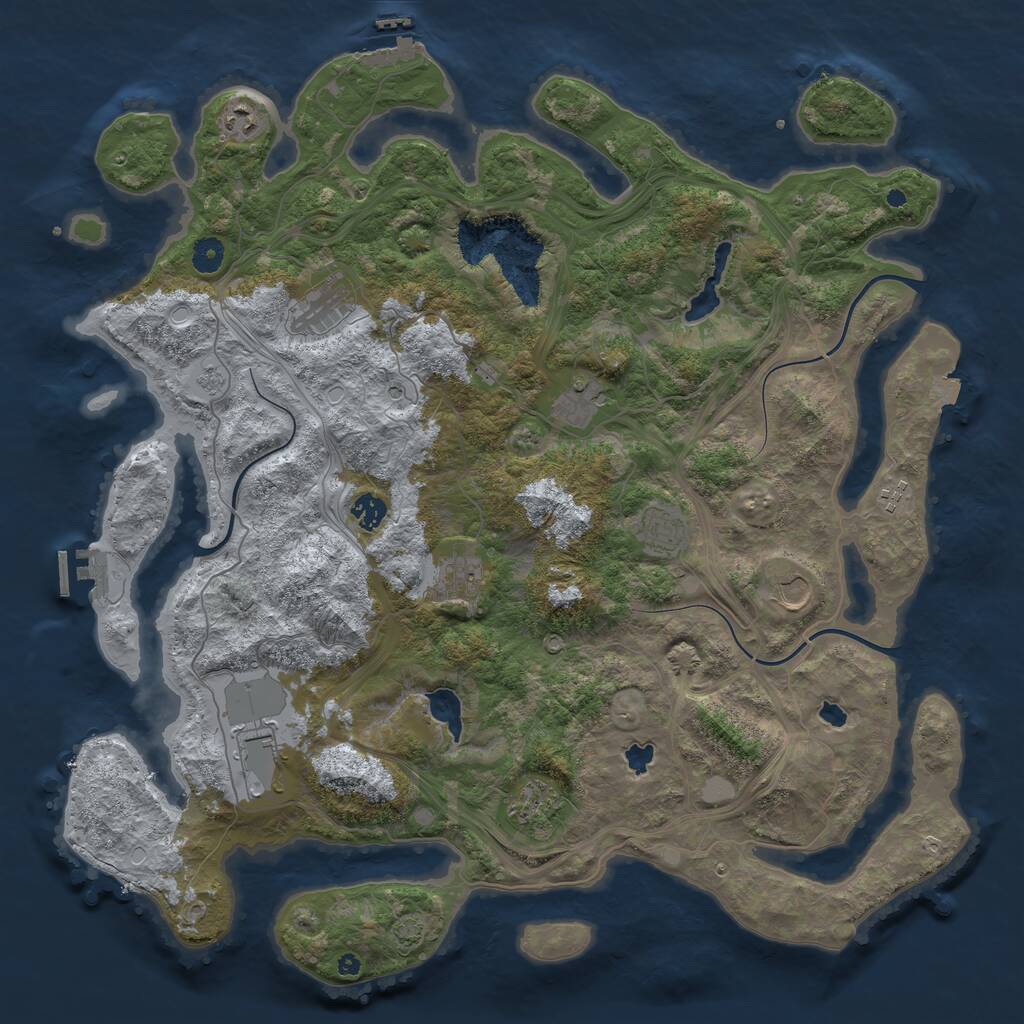 Rust Map: Procedural Map, Size: 4500, Seed: 532221873, 16 Monuments