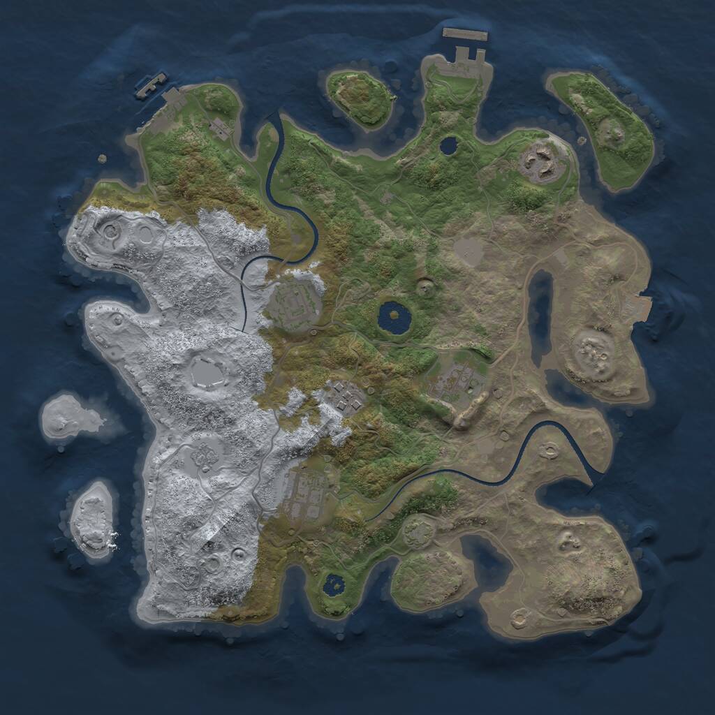 Rust Map: Procedural Map, Size: 3250, Seed: 854789176, 11 Monuments