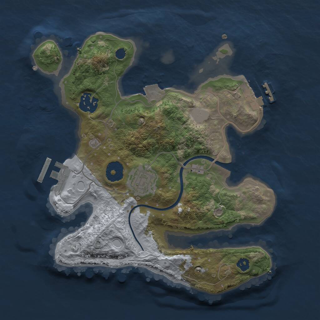 Rust Map: Procedural Map, Size: 2500, Seed: 354986, 5 Monuments