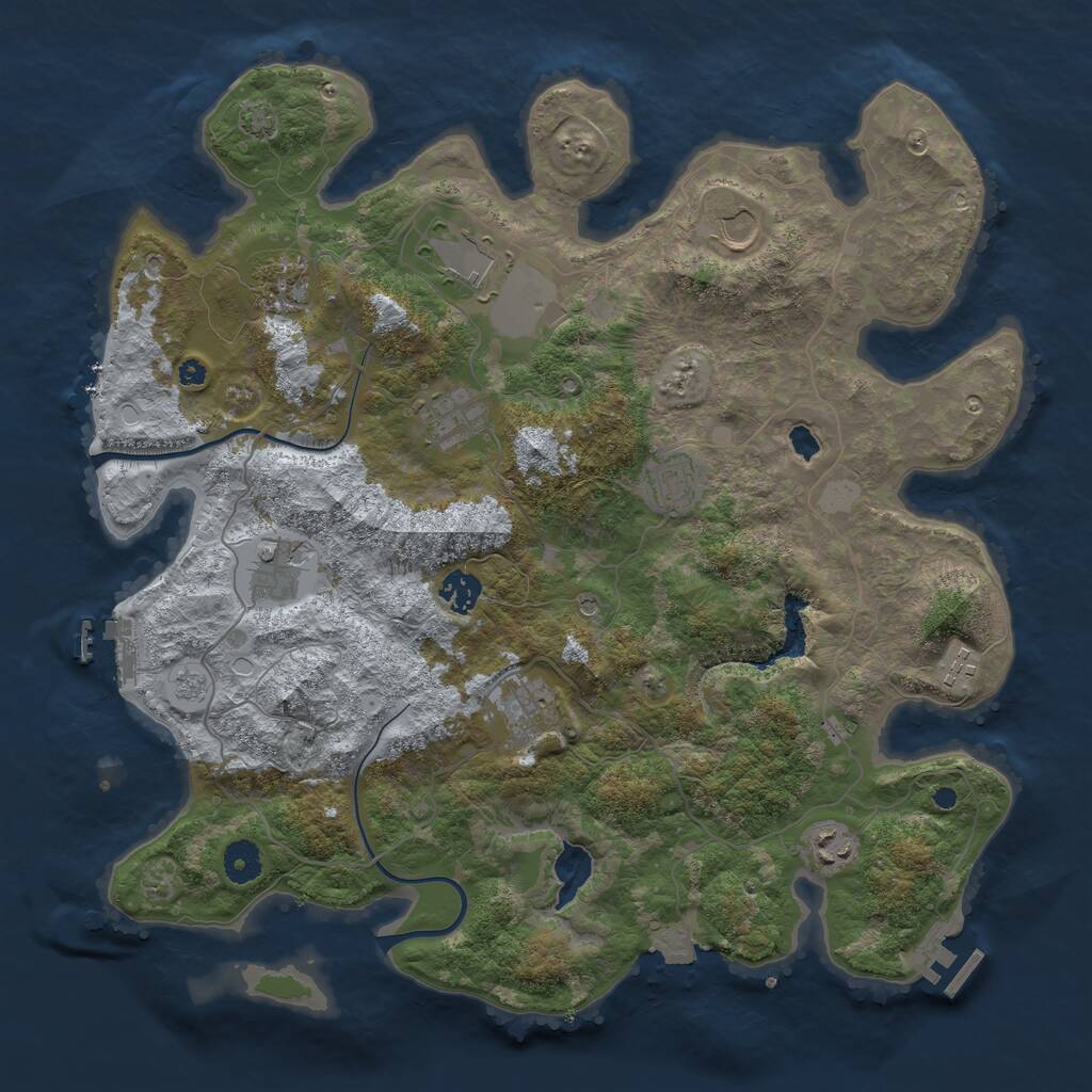 Rust Map: Procedural Map, Size: 4000, Seed: 467832, 16 Monuments
