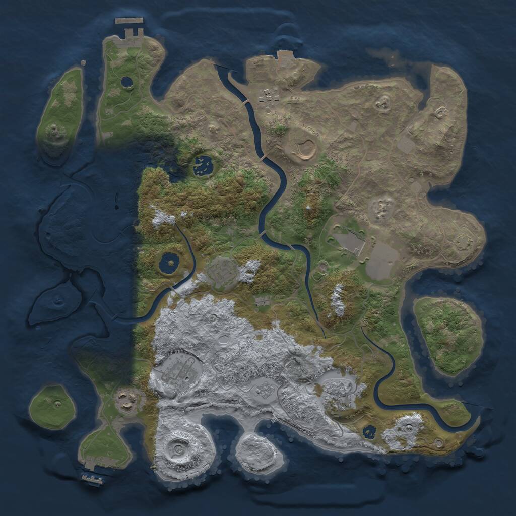 Rust Map: Procedural Map, Size: 3750, Seed: 738099112, 14 Monuments