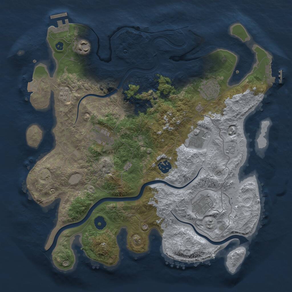 Rust Map: Procedural Map, Size: 3500, Seed: 9876523, 13 Monuments