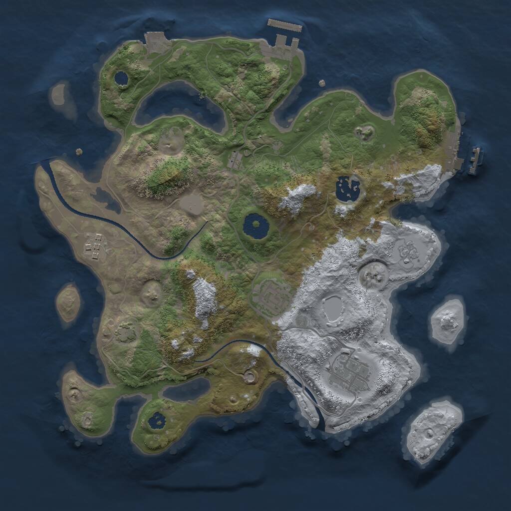 Rust Map: Procedural Map, Size: 3000, Seed: 1017563472, 9 Monuments