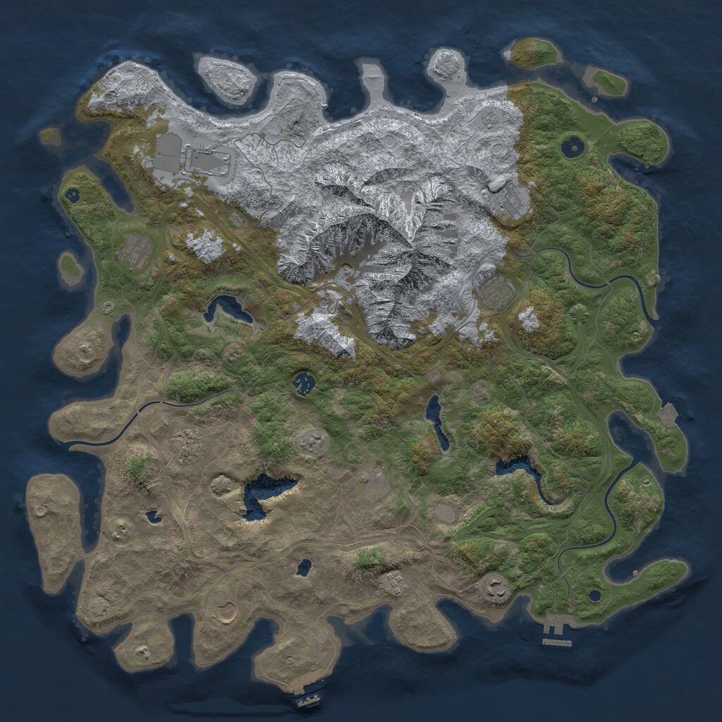 Rust Map: Procedural Map, Size: 5000, Seed: 774244, 16 Monuments