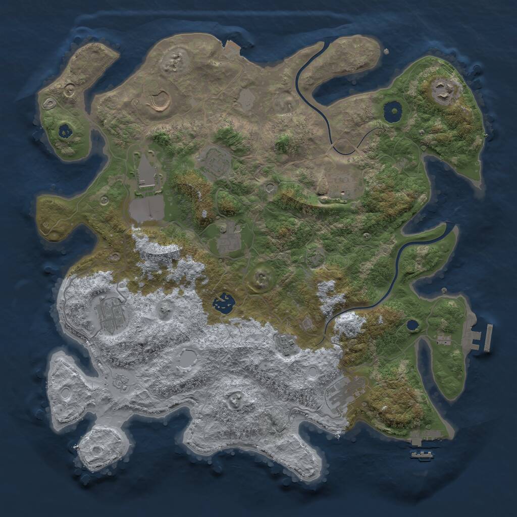 Rust Map: Procedural Map, Size: 3800, Seed: 42025, 16 Monuments