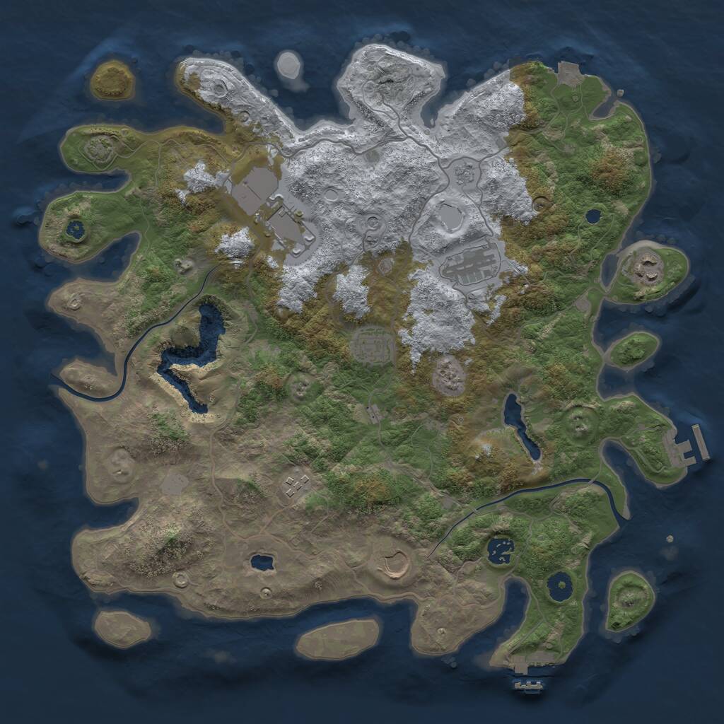 Rust Map: Procedural Map, Size: 4000, Seed: 957216039, 13 Monuments