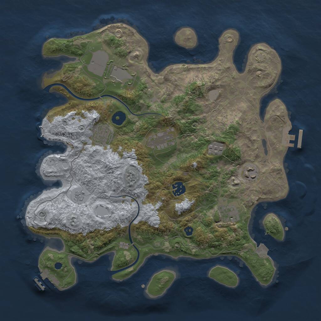 Rust Map: Procedural Map, Size: 3500, Seed: 2098090563, 13 Monuments