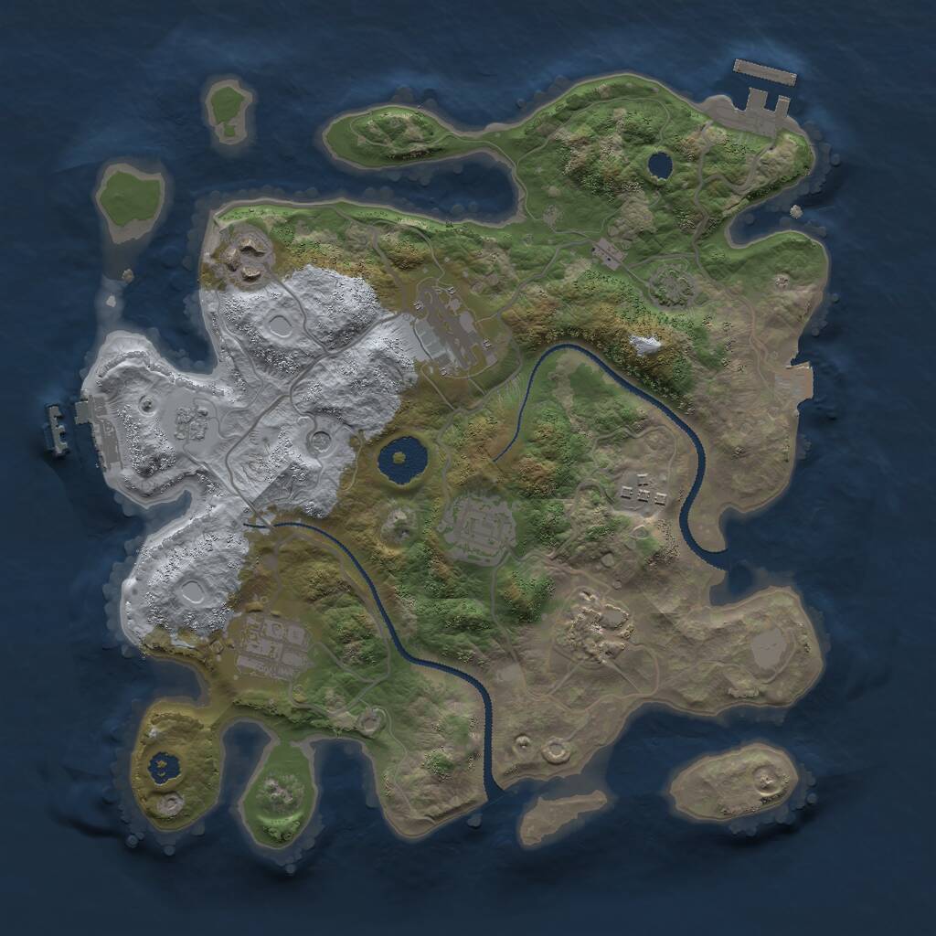 Rust Map: Procedural Map, Size: 3000, Seed: 1972250023, 12 Monuments