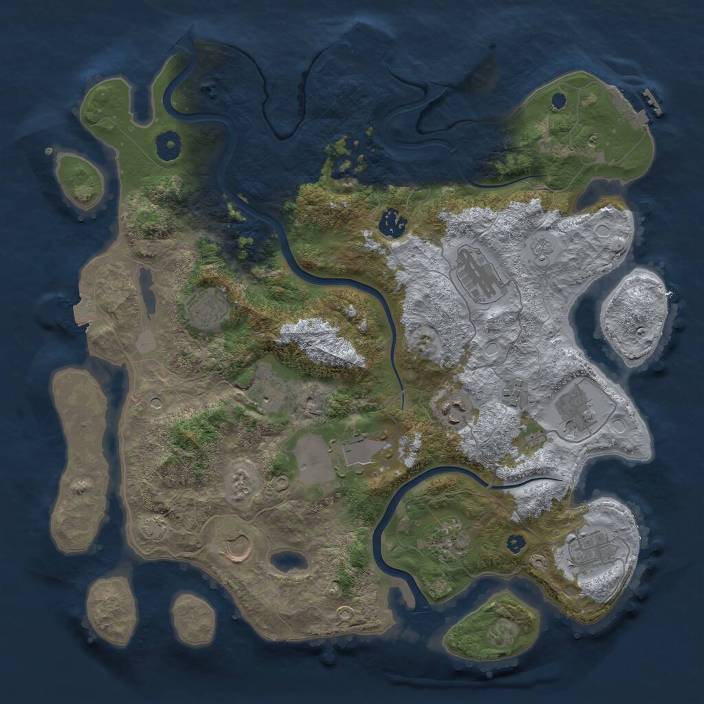 Rust Map: Procedural Map, Size: 3800, Seed: 365725051, 17 Monuments