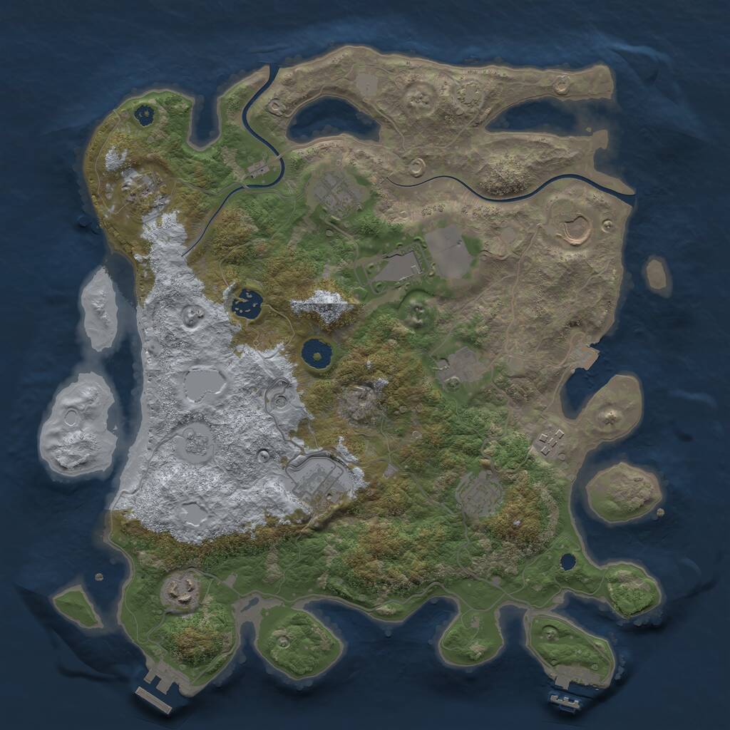 Rust Map: Procedural Map, Size: 3700, Seed: 131161216, 16 Monuments