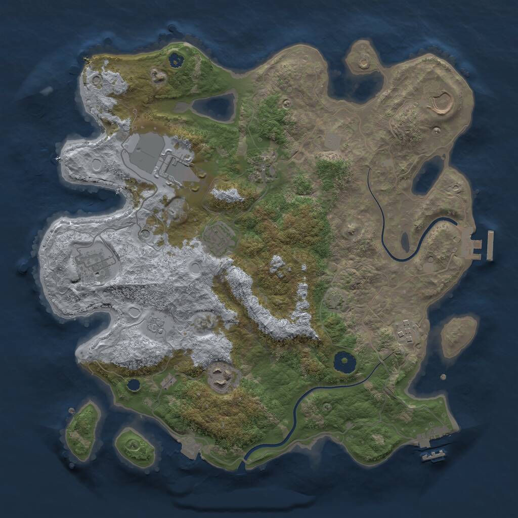 Rust Map: Procedural Map, Size: 3500, Seed: 1464850115, 13 Monuments
