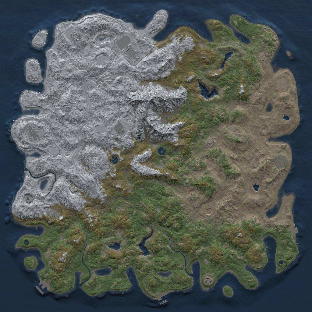 Rust Map: Procedural Map, Size: 6000, Seed: 824869374, 17 Monuments